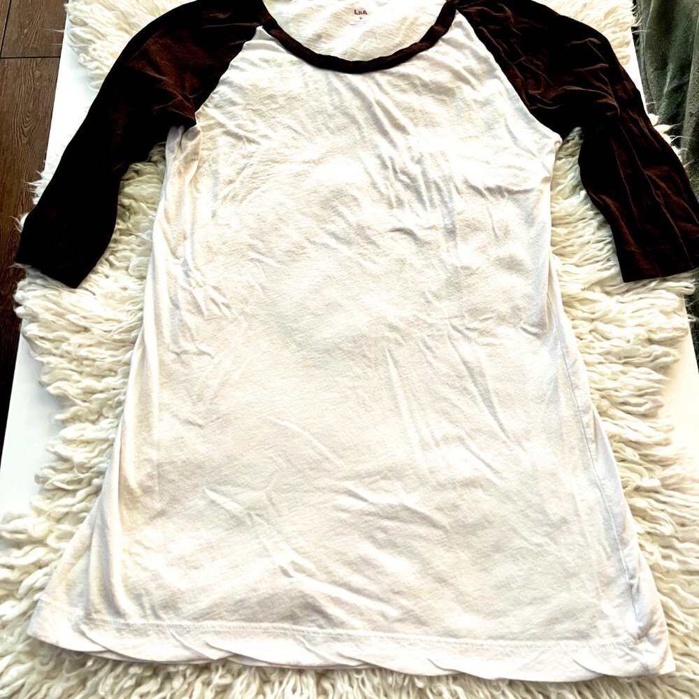 LNA Los Angeles🏝 Brown & White Baseball T-Shirt Sz S 🌸🛍